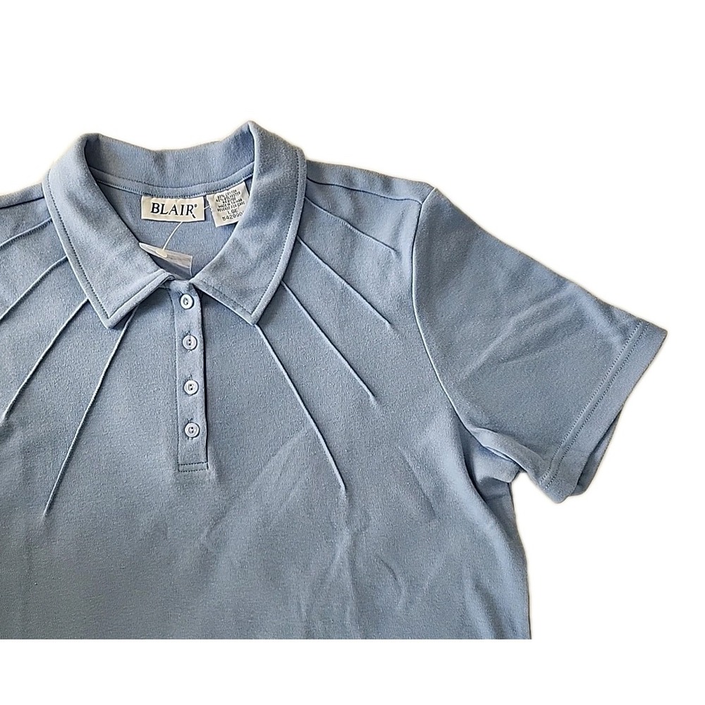 New Blair Womens Large Polo Shirt Sky Blue Short Sleeve Golf Pickleball Feminine